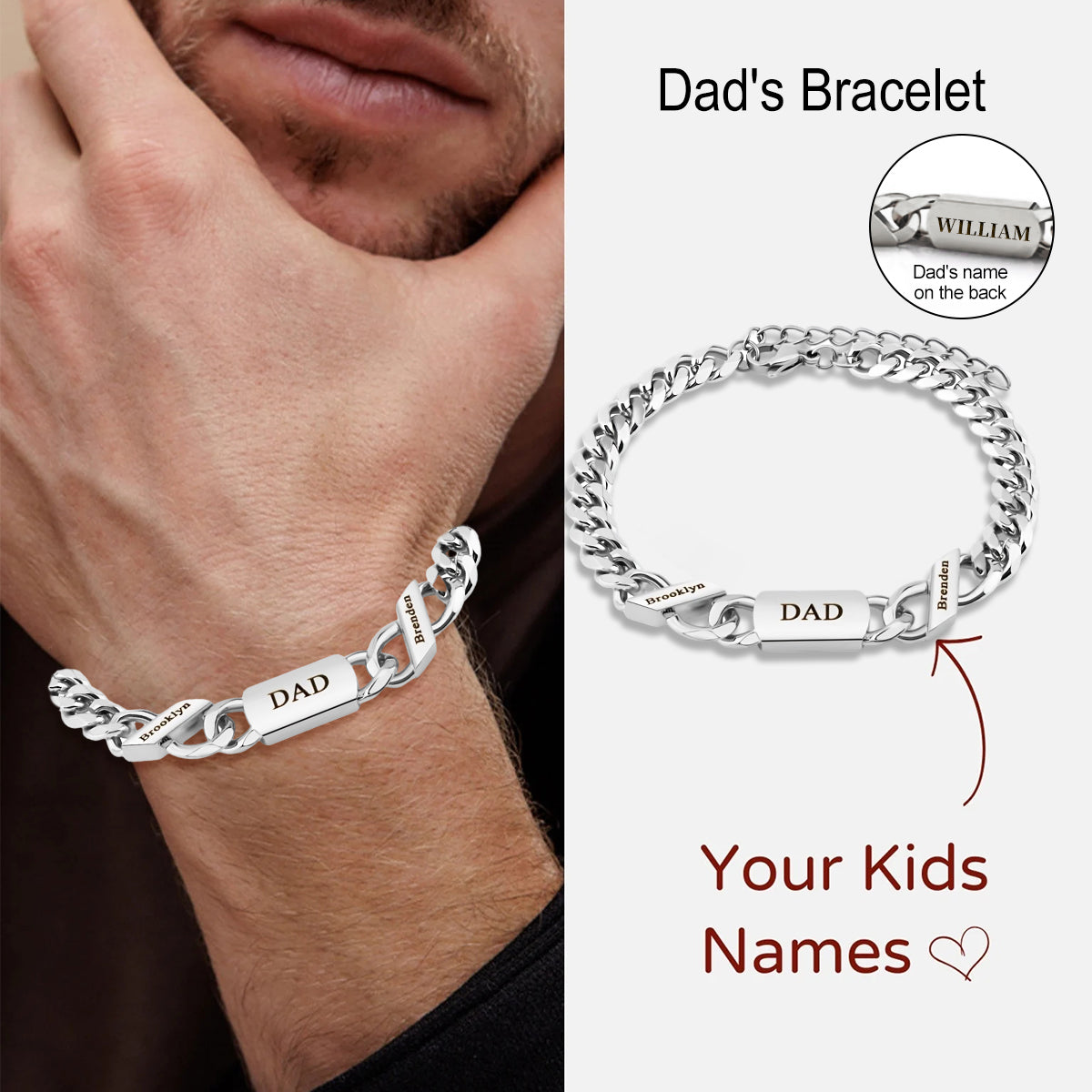 Personalized Kids Names Family Bracelet - Gift For Dad/Mom