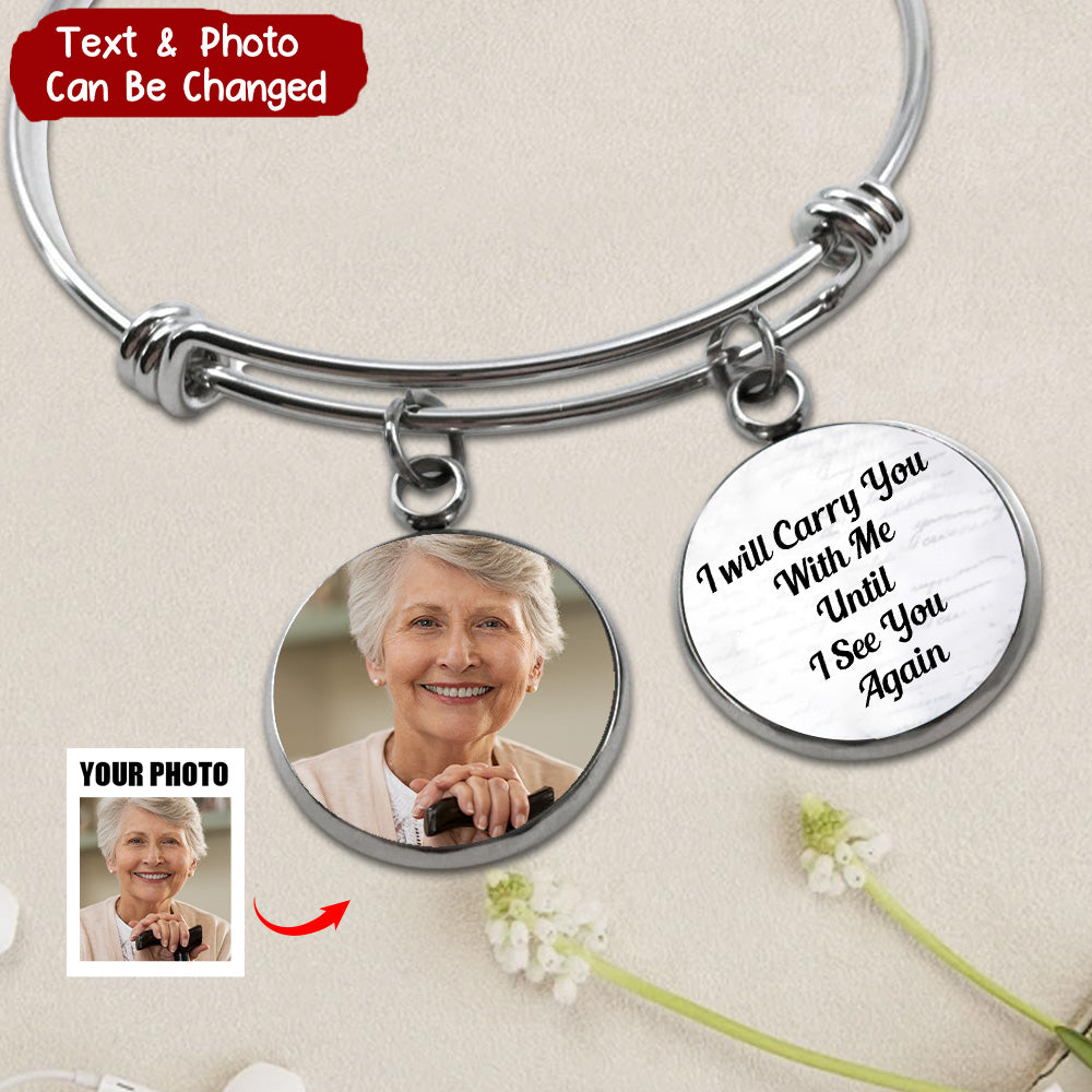 Custom Photo Charm Text Memorial Antique Silver Personalized Bracelet