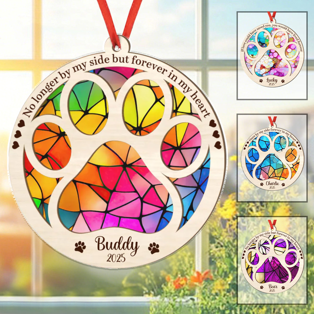 Once By My Side Forever In My Heart - Personalized Suncatcher Ornament