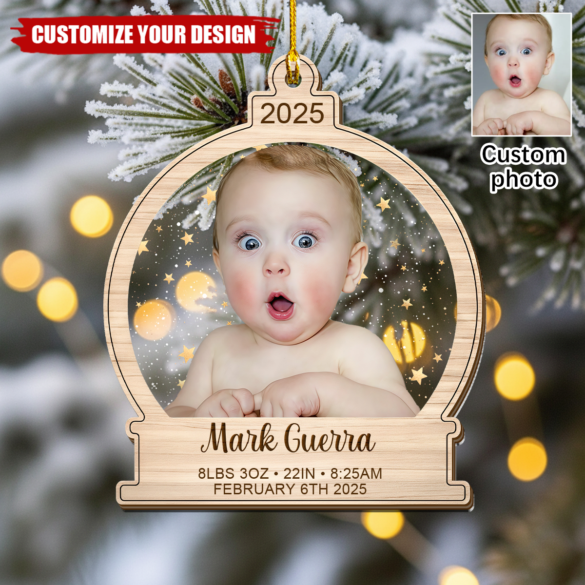 Baby's First Christmas Ornament, Custom Photo Keepsake