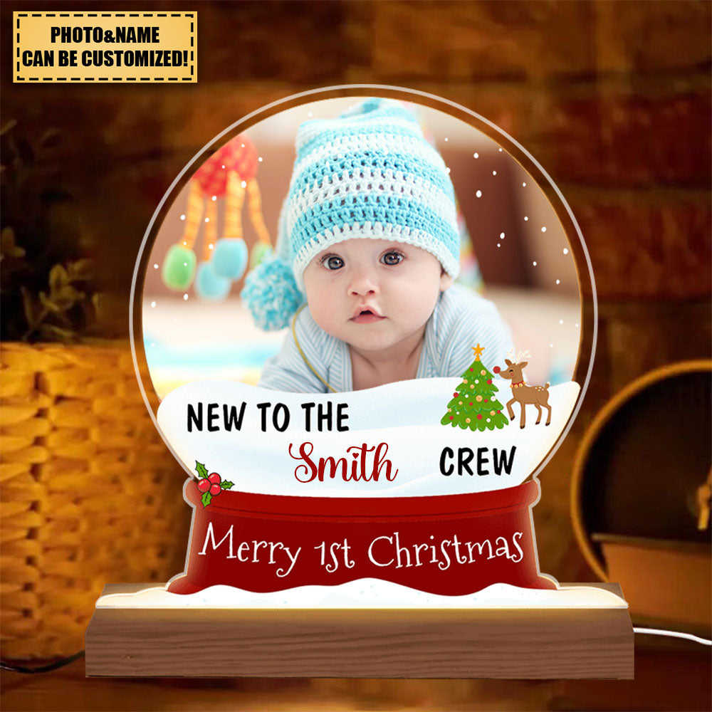 Christmas Gift For Baby New To The Crew Upload Photo Plaque LED Lamp Night Light