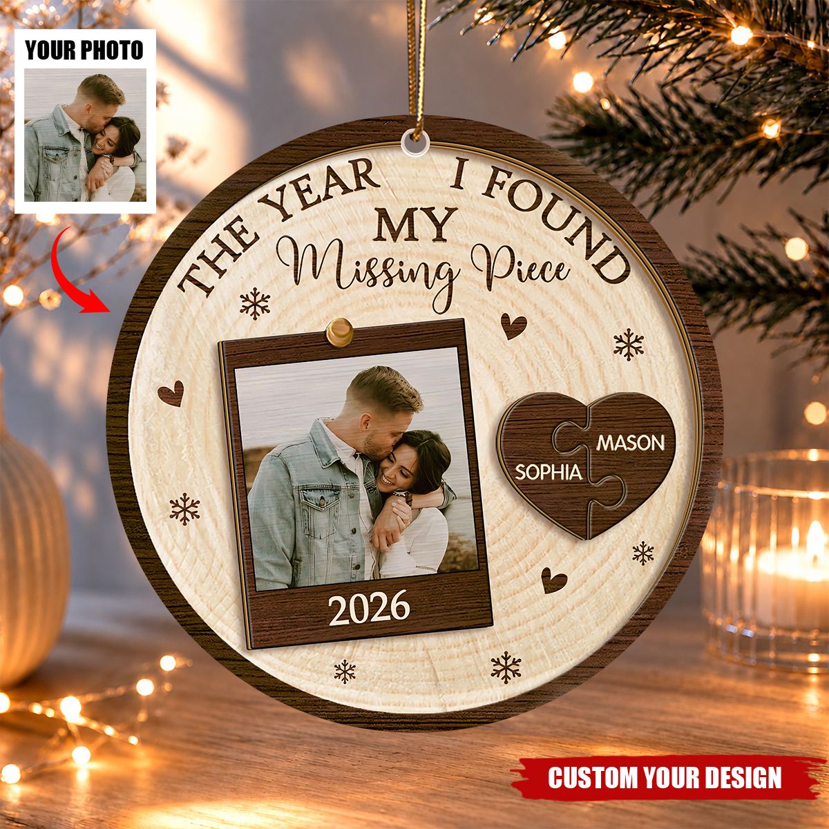 The Year I Found My Missing Piece Puzzle - Personalized Couple Photo Ornament