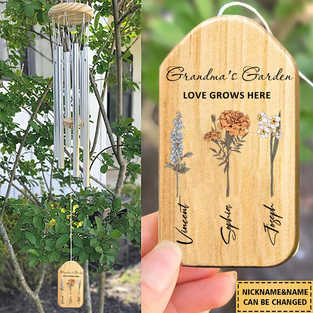 Personalized Grandmas Garden Wind Chimes