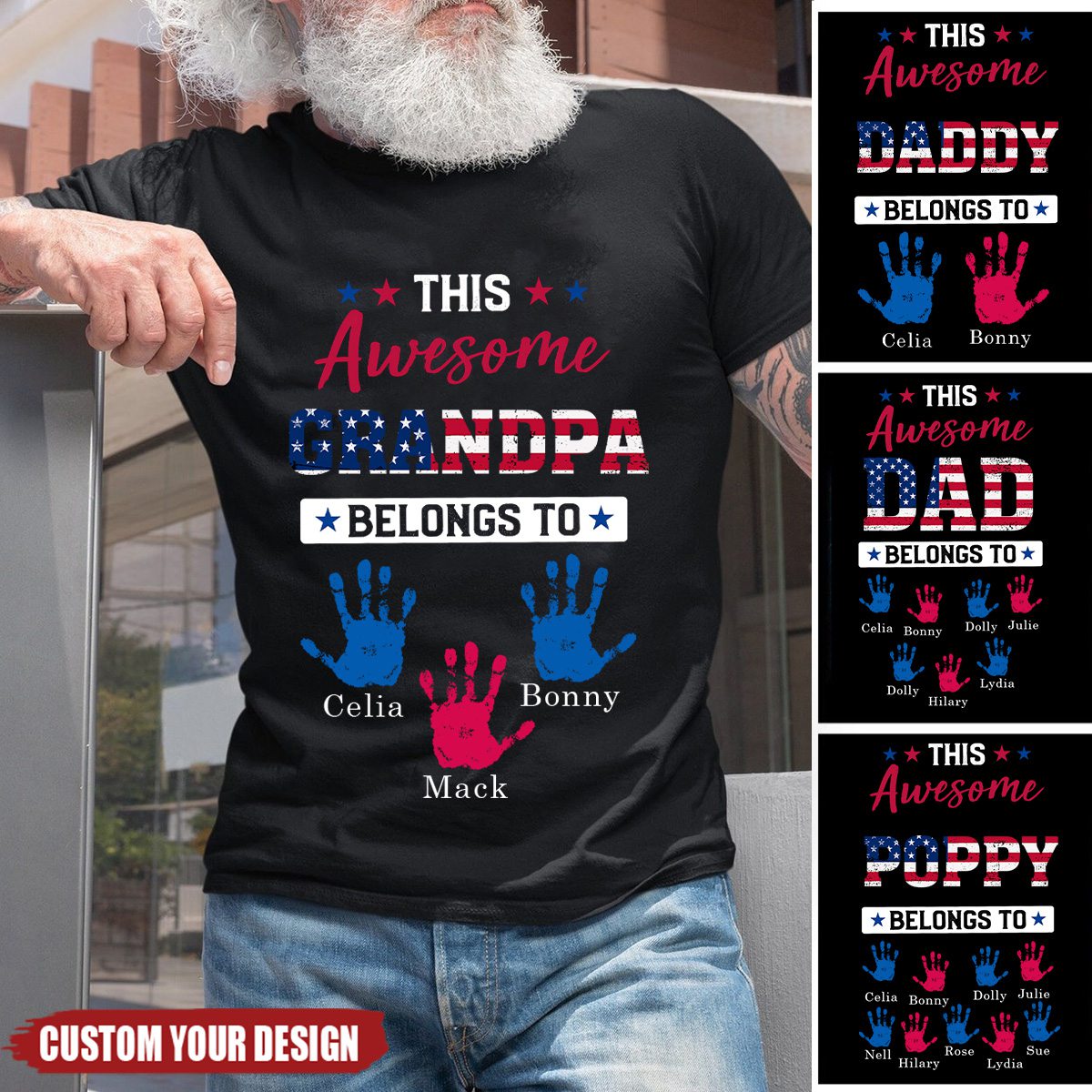 This Awesome Dad Belongs To - July 4th Independence Day Personalized Grandpa Dad Shirt