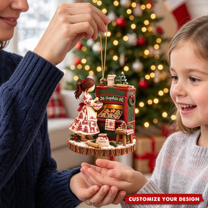 Personalized Toile De Jouy Baking Girl Christmas Ornament - Gifts For Bakers
