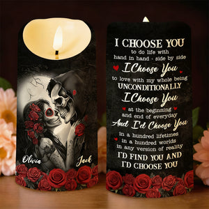 Skulls And Roses, LED Candle, Gift For Couples