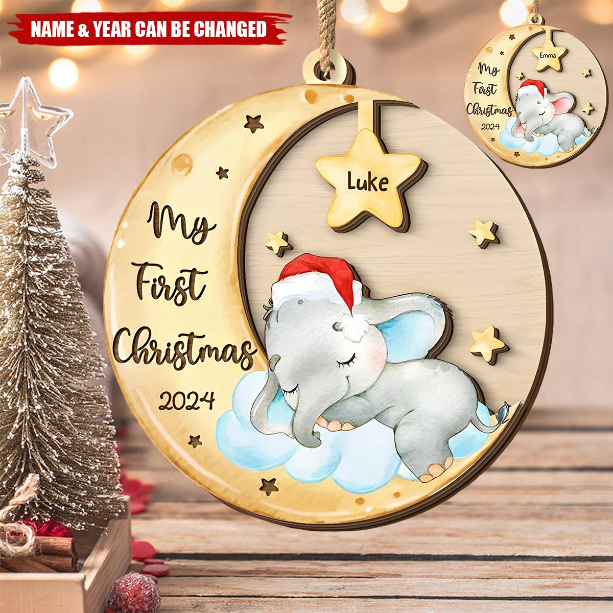 My First Christmas - Personalized Wood Christmas Ornament