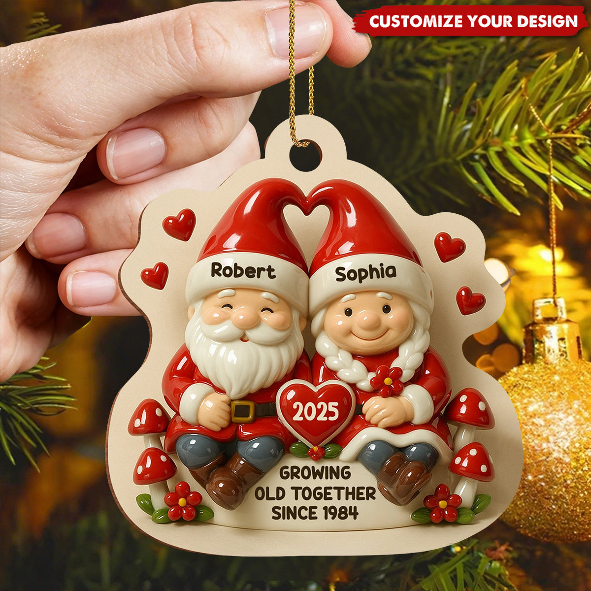 Growing Old Together Personalized Couple Christmas Ornament
