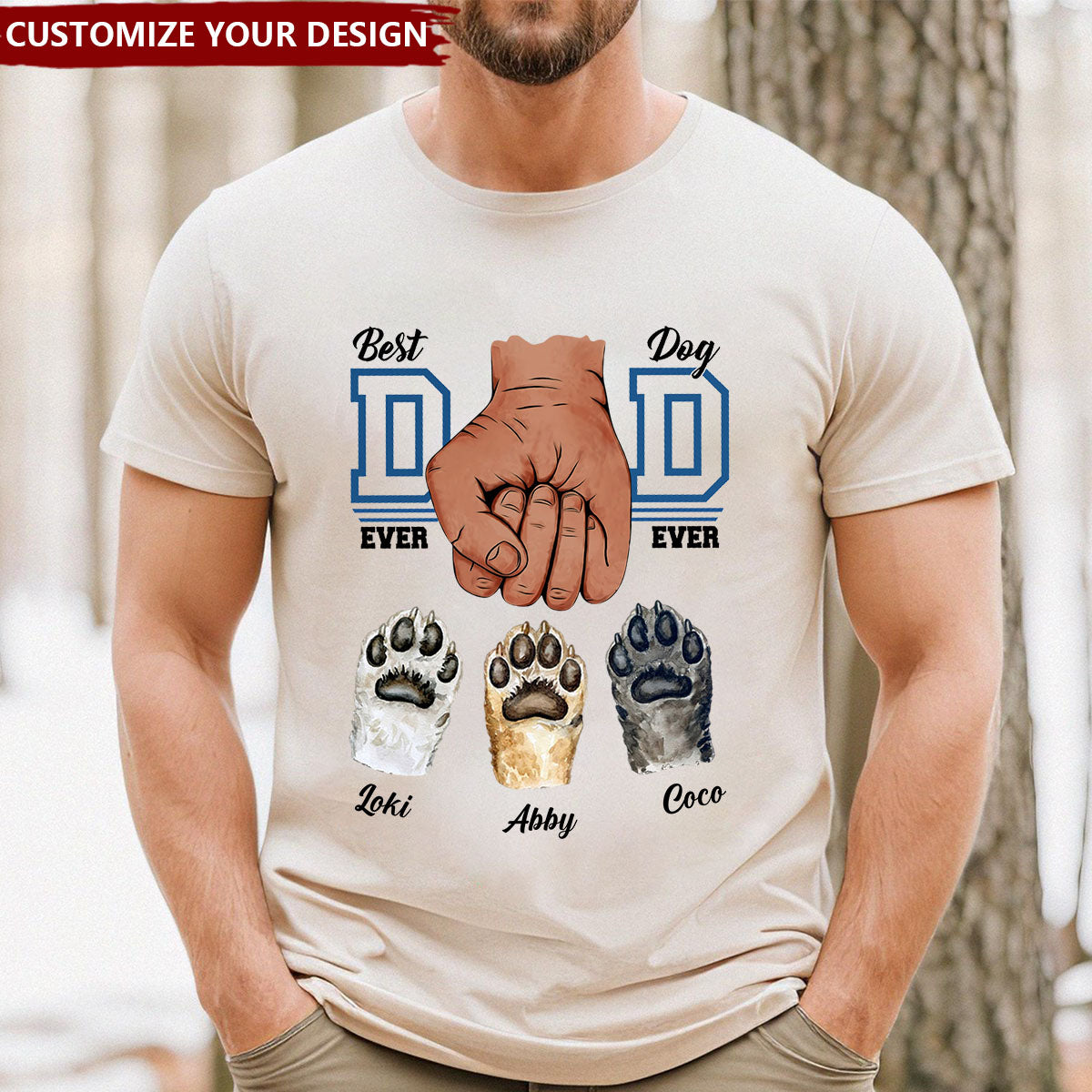 Funny Dad Dog Ever Bundle, Personalized Dog Dad with Pet Name T-Shirt