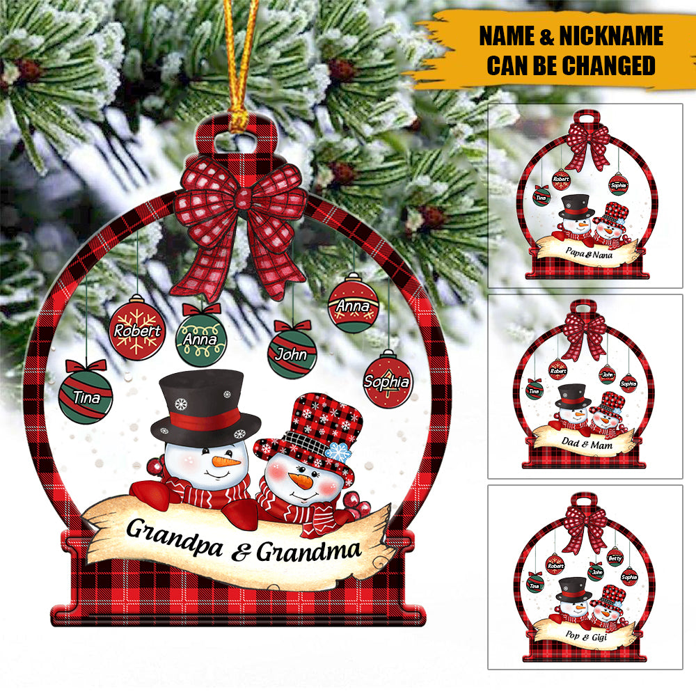 Papa Nana Snow Ball Kids Personalized Ornament