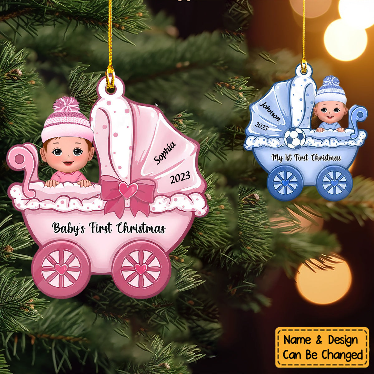 Baby On Carriage Christmas Personalized Shaped Ornament