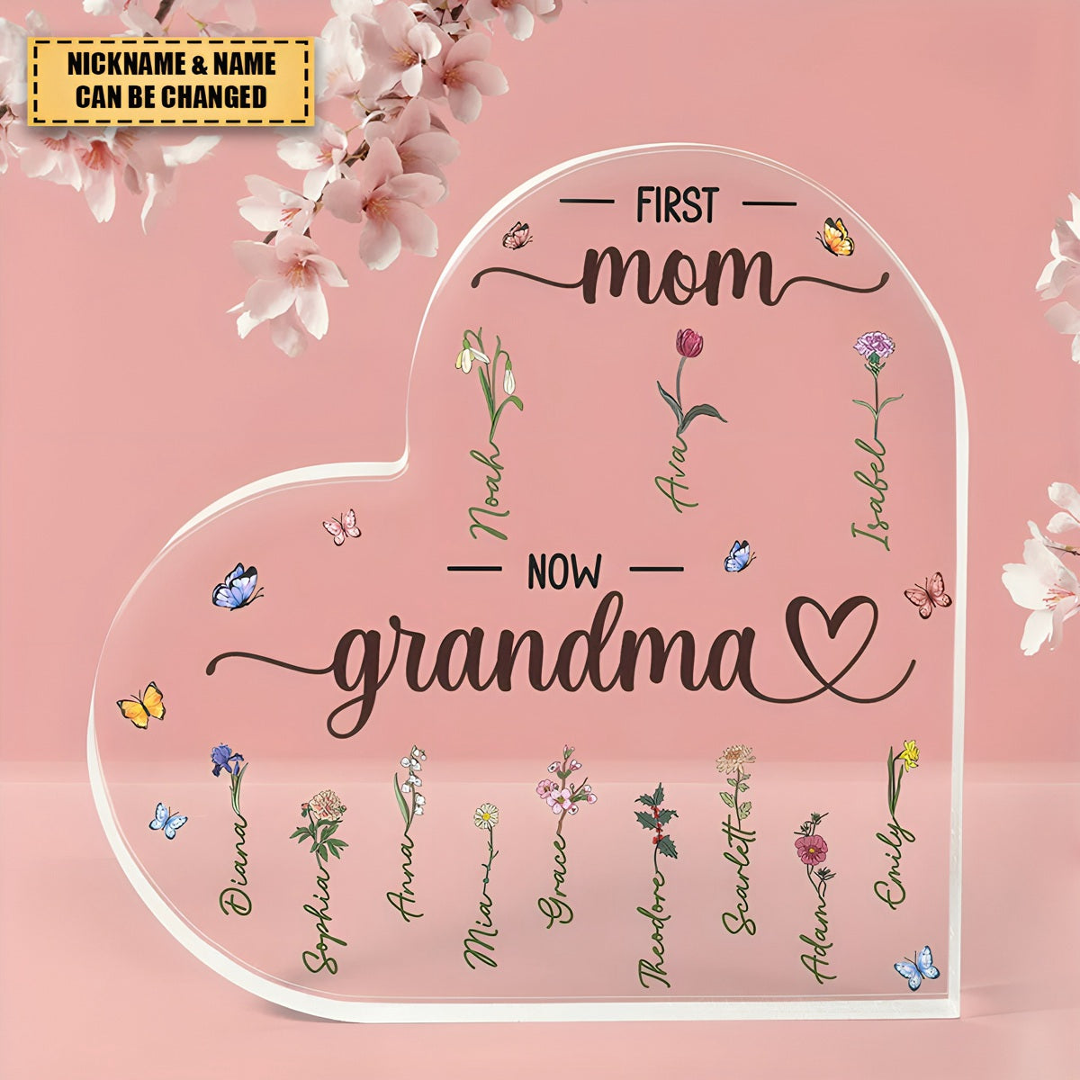 First Mom Now Grandma - Personalized Acrylic Plaque