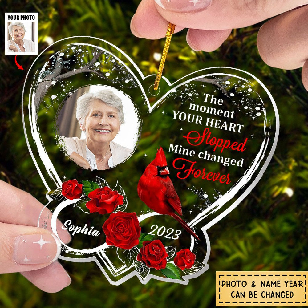 Memorial Cardinal The Moment Your Heart Stopped Personalized Ornament