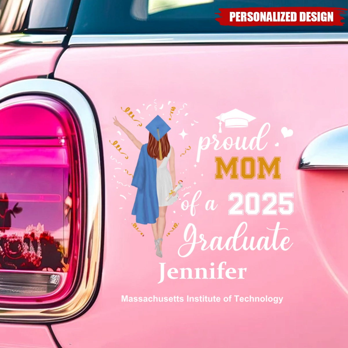 Personalized Car Vinyl Sticker Decal, Gift For 2025 Graduation