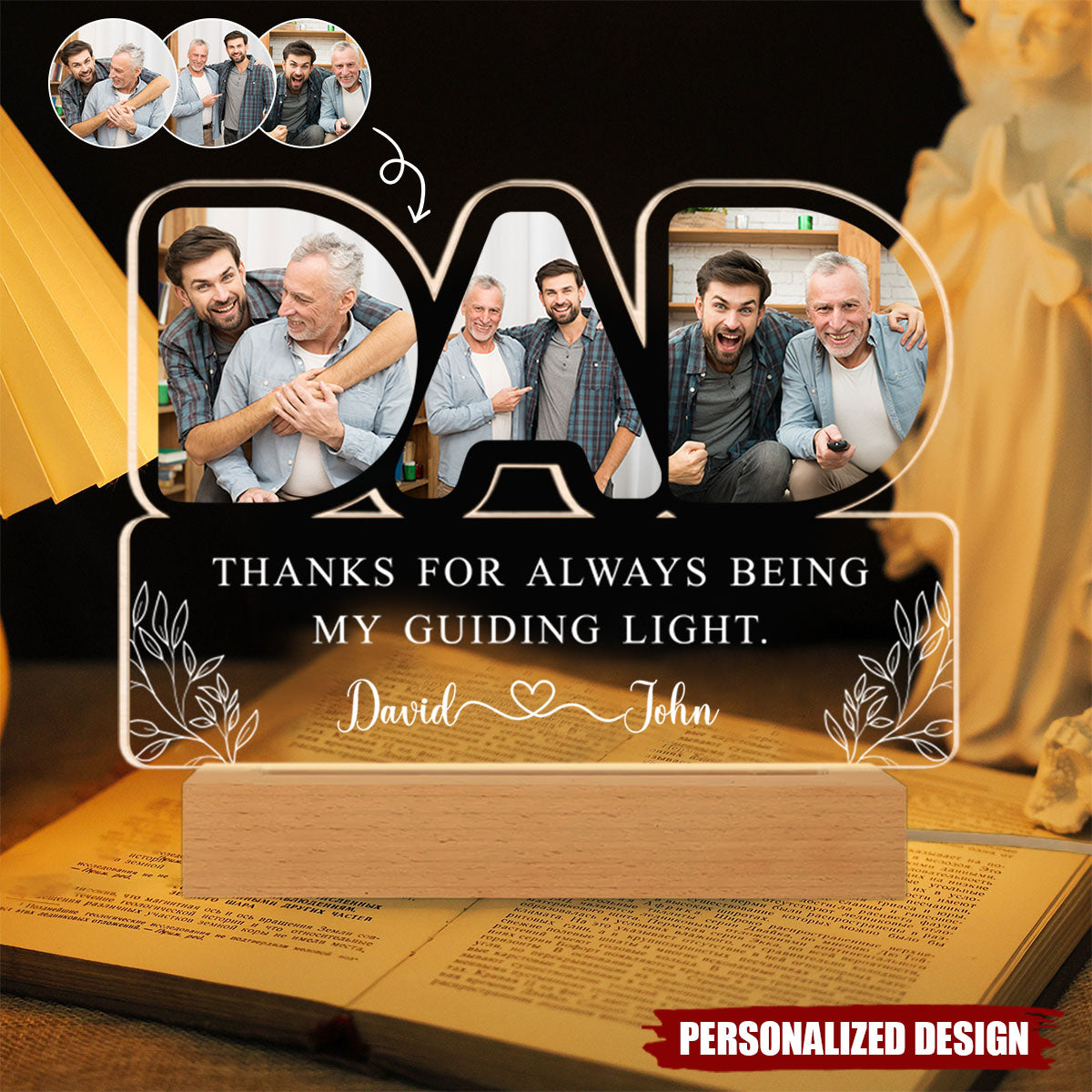 Thanks For Always Being My Guiding Light - Personalized Acrylic Night Light, Gift For Dad