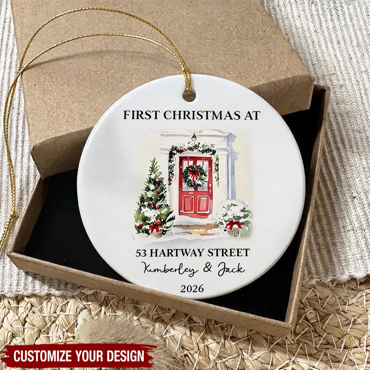 First Christmas Together in New Home - Personalised Christmas Ornament for Couple