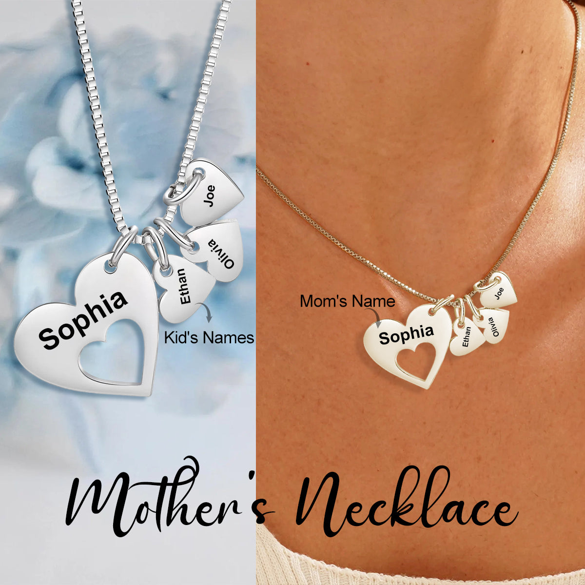 Personalized Heart Charm Necklace, Jewelry Gift for Her