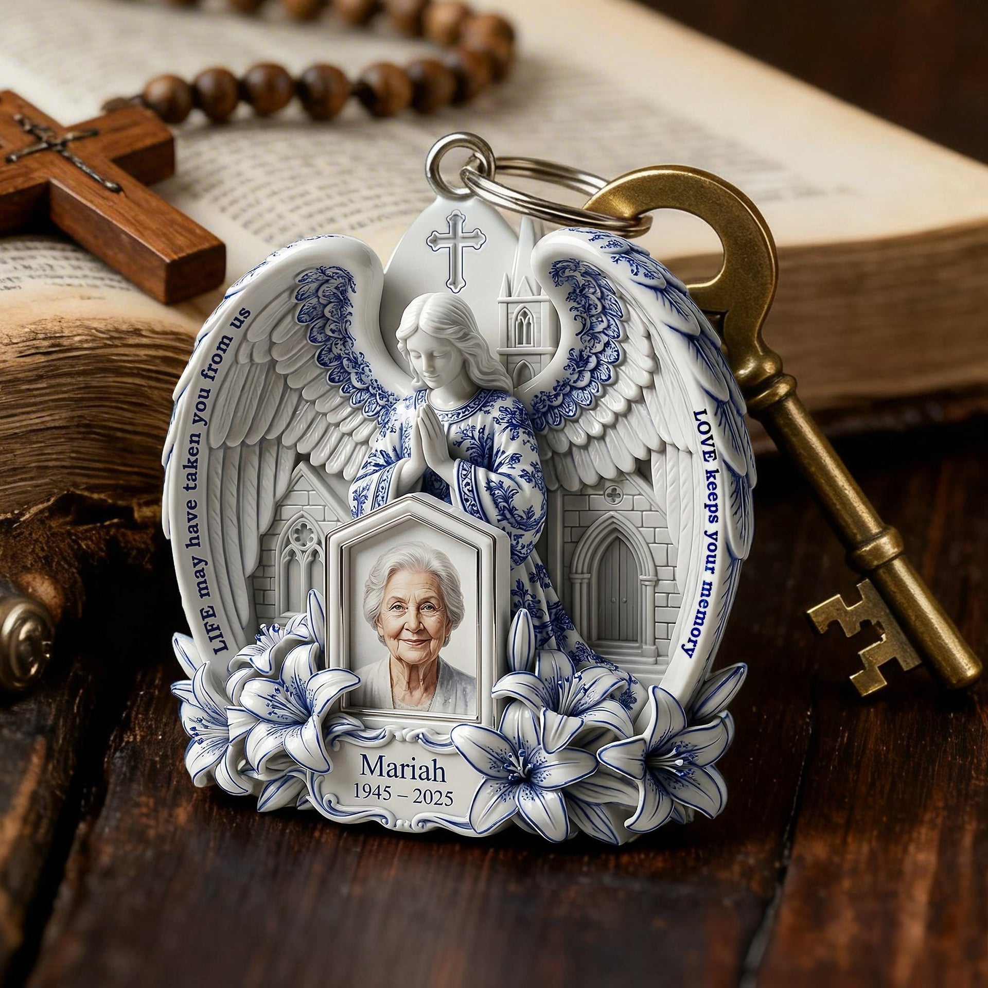 Angel Memorial Keychain - Custom Photo Gifts For Heaven