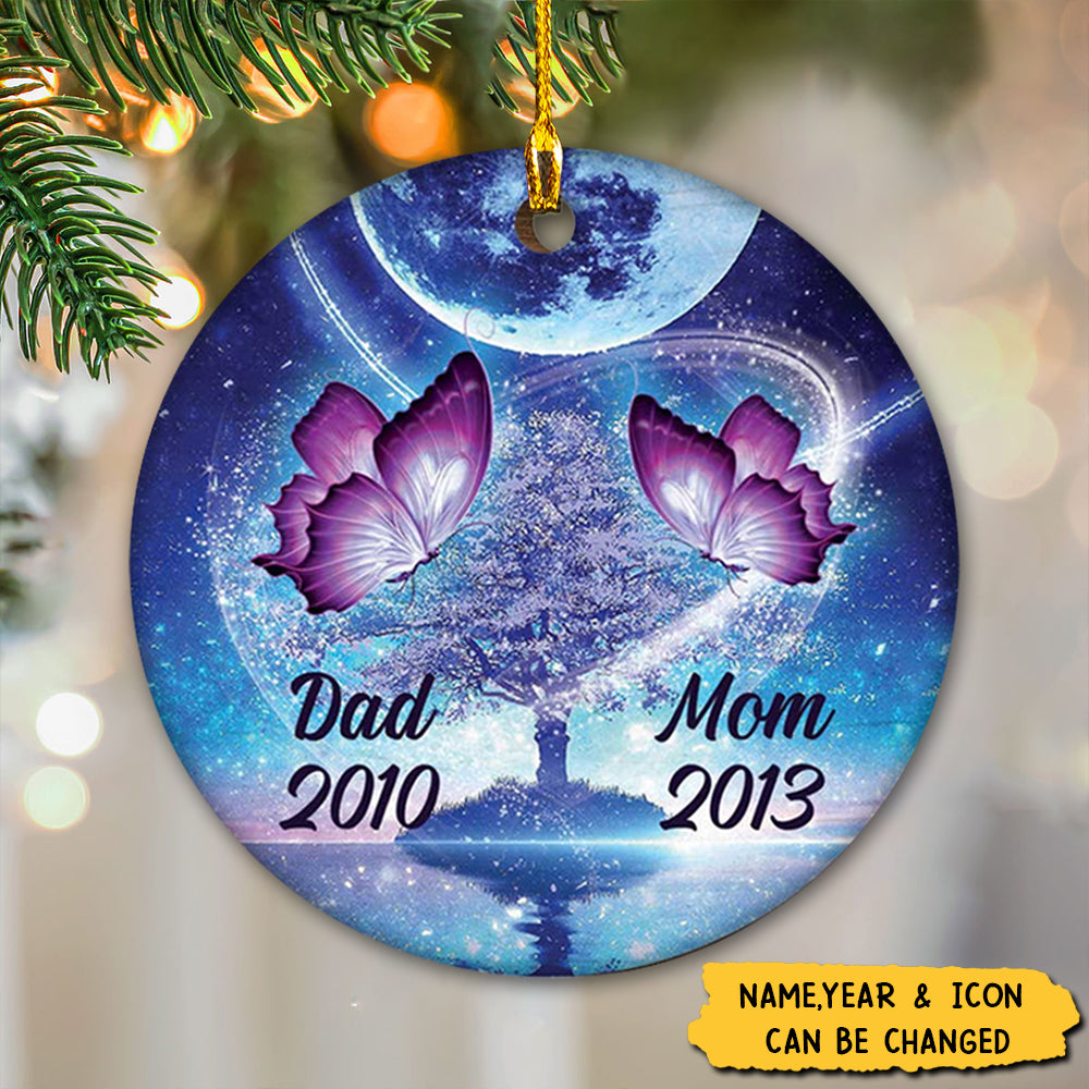 Personalized Butterfly Memorial Mom Dad Ornament
