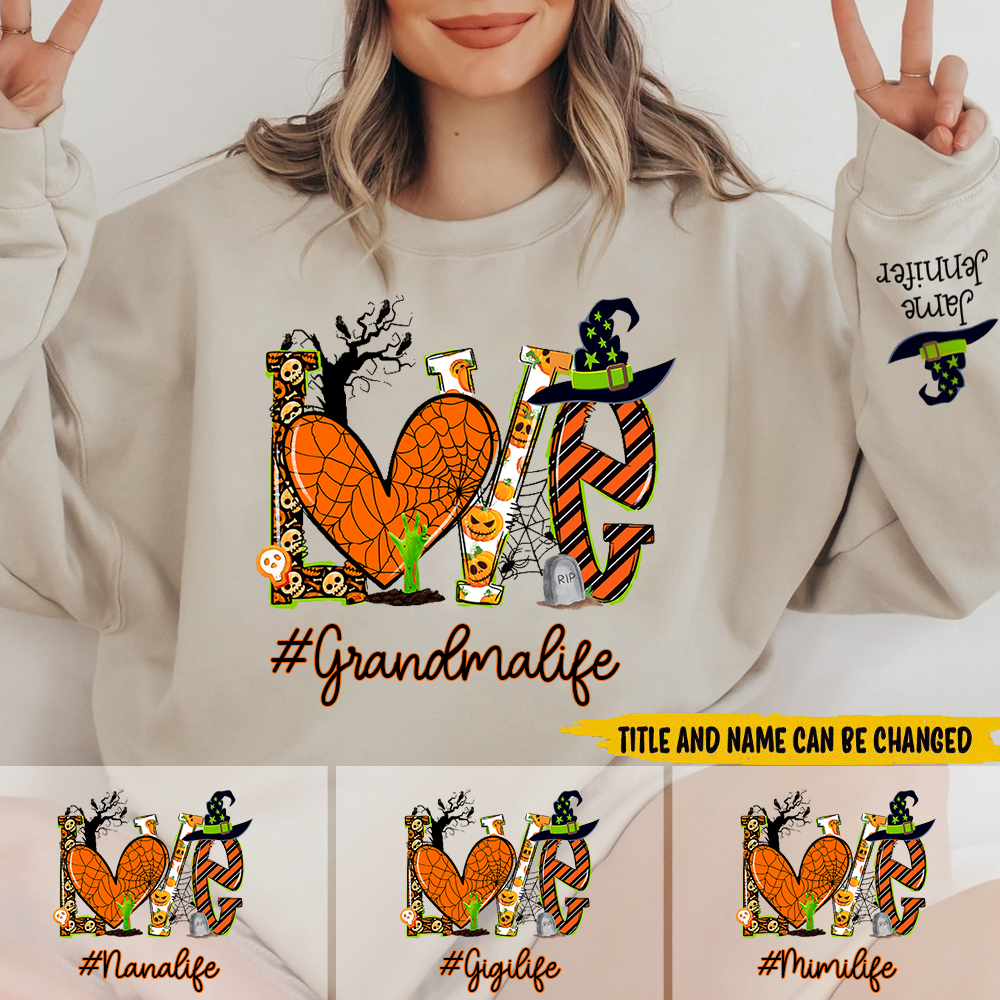 Halloween Love Grandma Life and Kids Sweatshirt