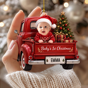 Personalized Baby 1st Christmas Red Truck Acrylic Ornament