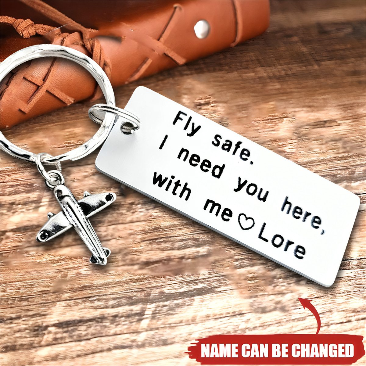 Fly Safe I Need You Here With Me - Personalized Stainless Steel Keychain