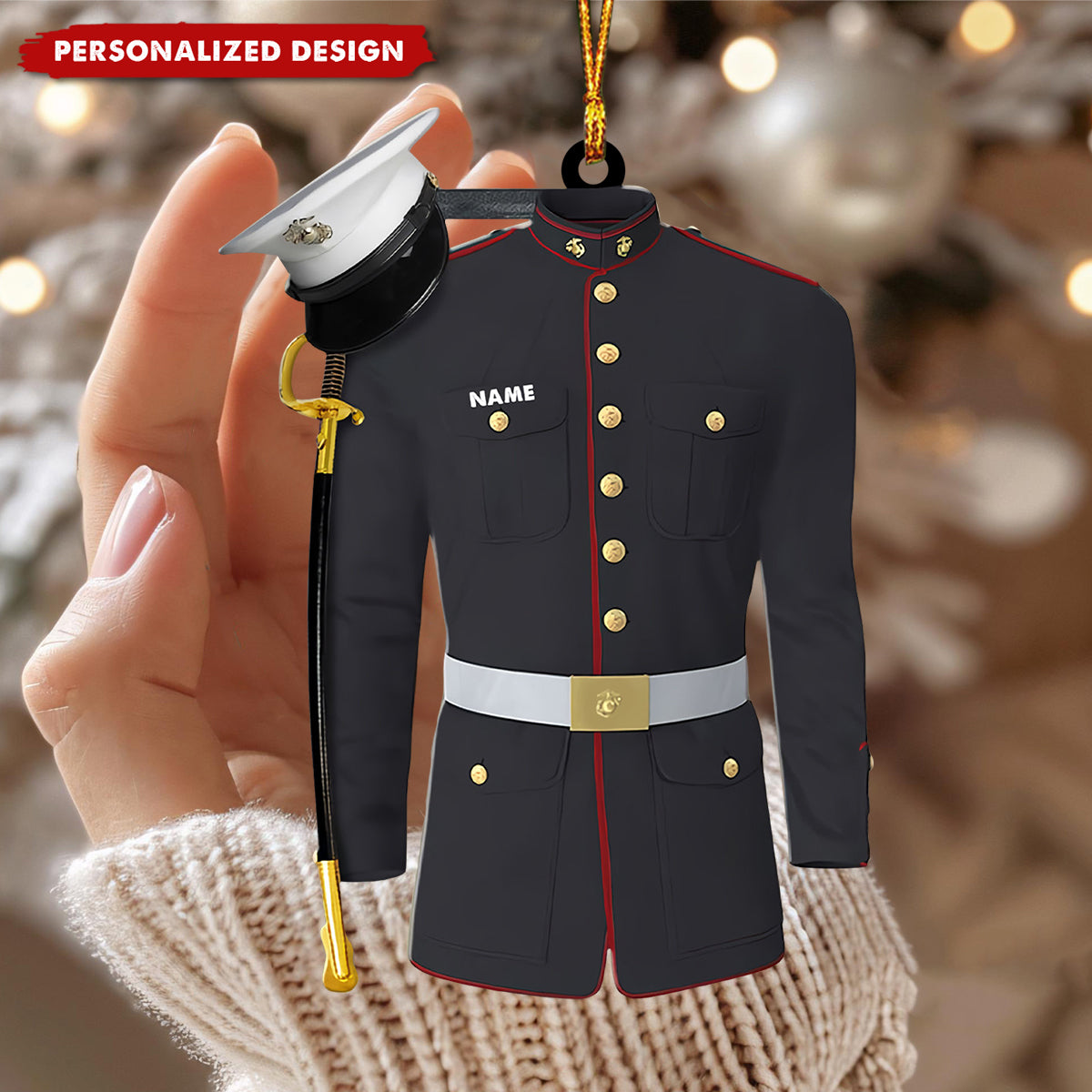 Marine Uniform Ornament - Personalized Custom Shaped Acrylic Ornament - Christmas Gift For Military, Army Dad, Husband
