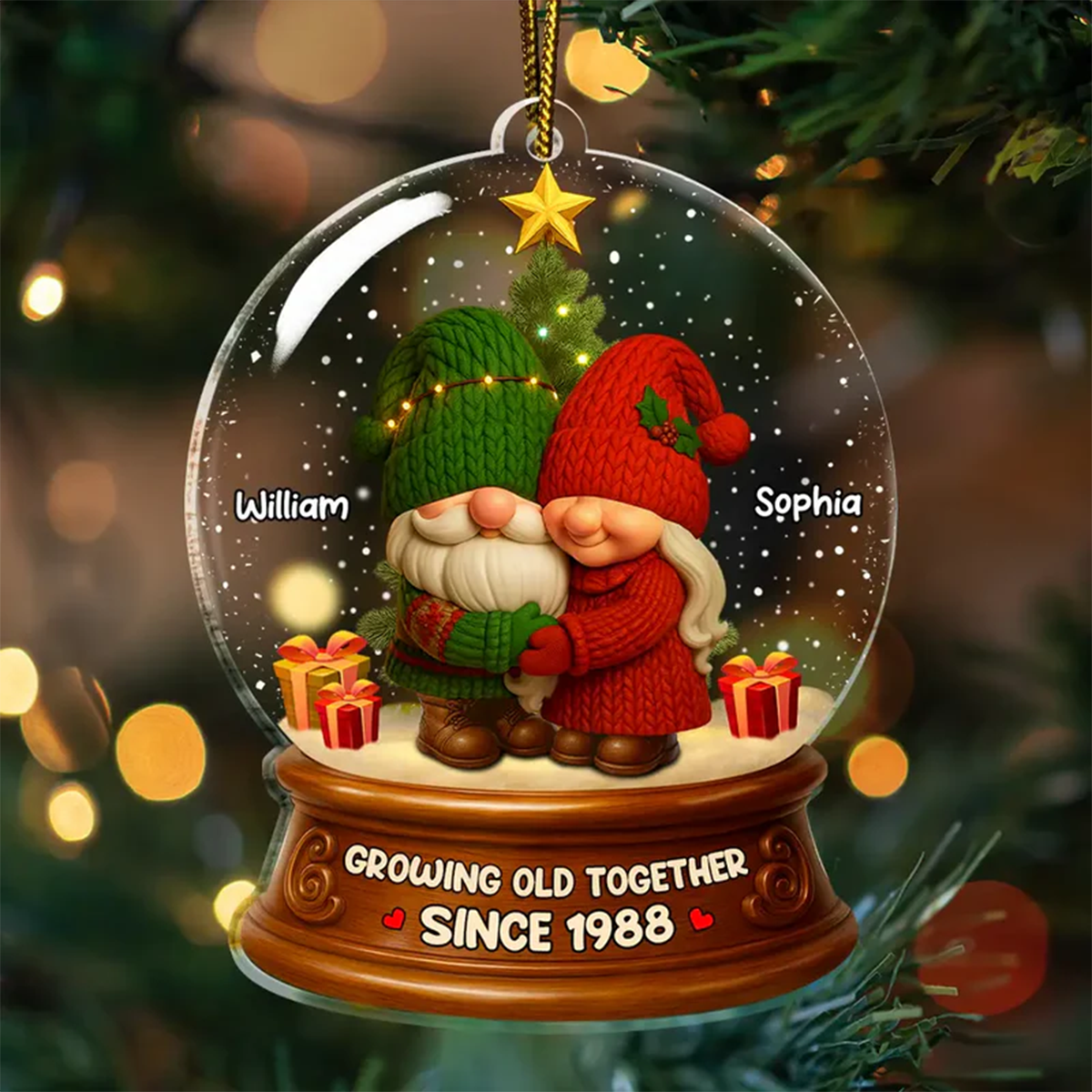 Christmas Couple Growing Old Together - Custom Acrylic Ornament