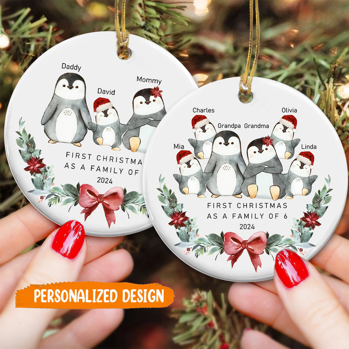 First Christmas As A Family Circle Personalized Ceramic Ornament
