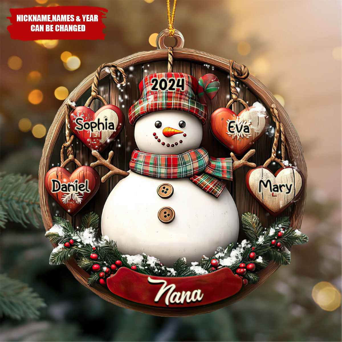 Snowman Grandma - Personalized Grandma Ornament