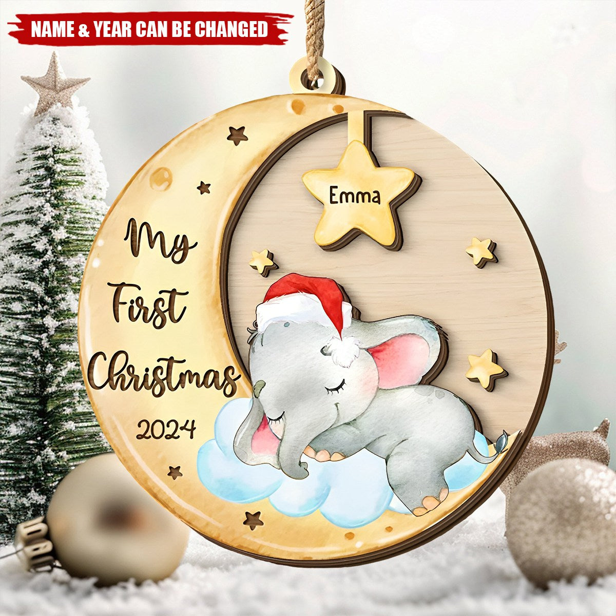 My First Christmas - Personalized Wood Christmas Ornament