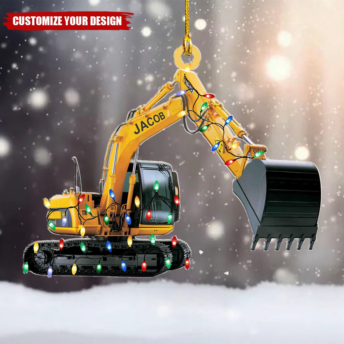 Personalized Custom Name Excavator Christmas Ornament