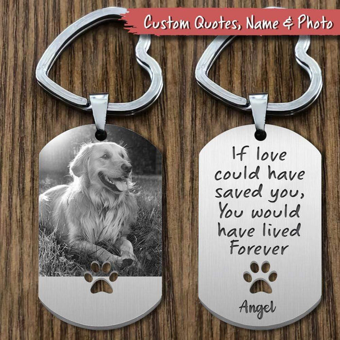 Sympathy Quotes Pet Metal Keychain, Pet Photo Engraved Keychain, Pet Loss Gift