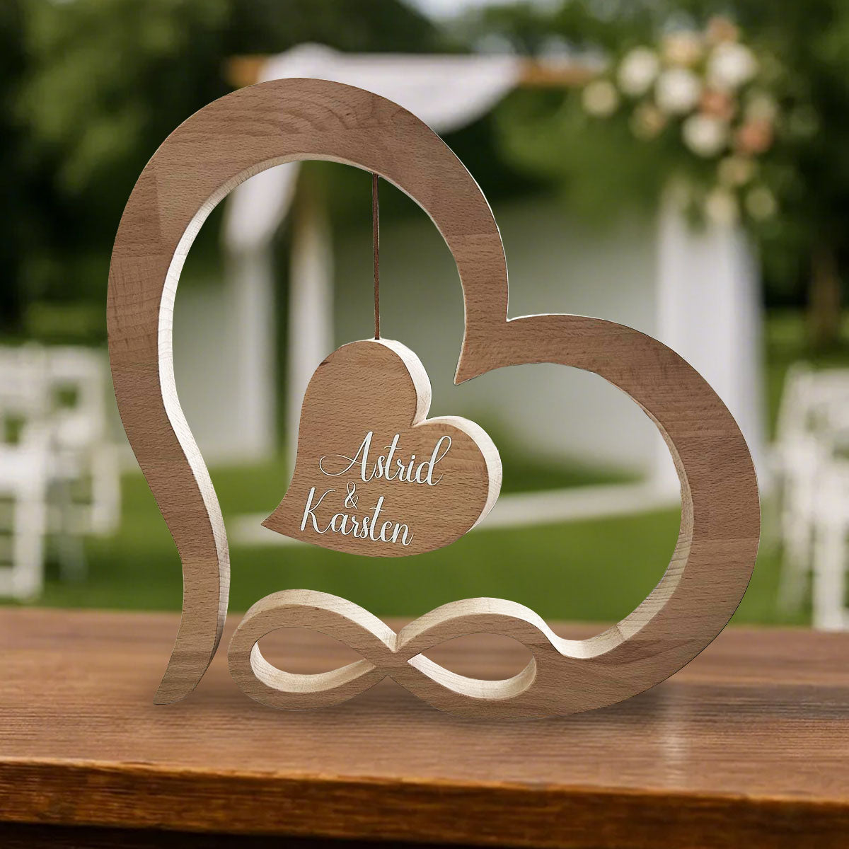 Personalized Heart Shaped Wooden Plaque For Couple