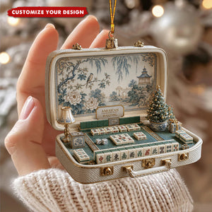 Personalized Chinoiserie Mahjong Ornament,  Elegant Holiday Gift for Mahjong Lovers