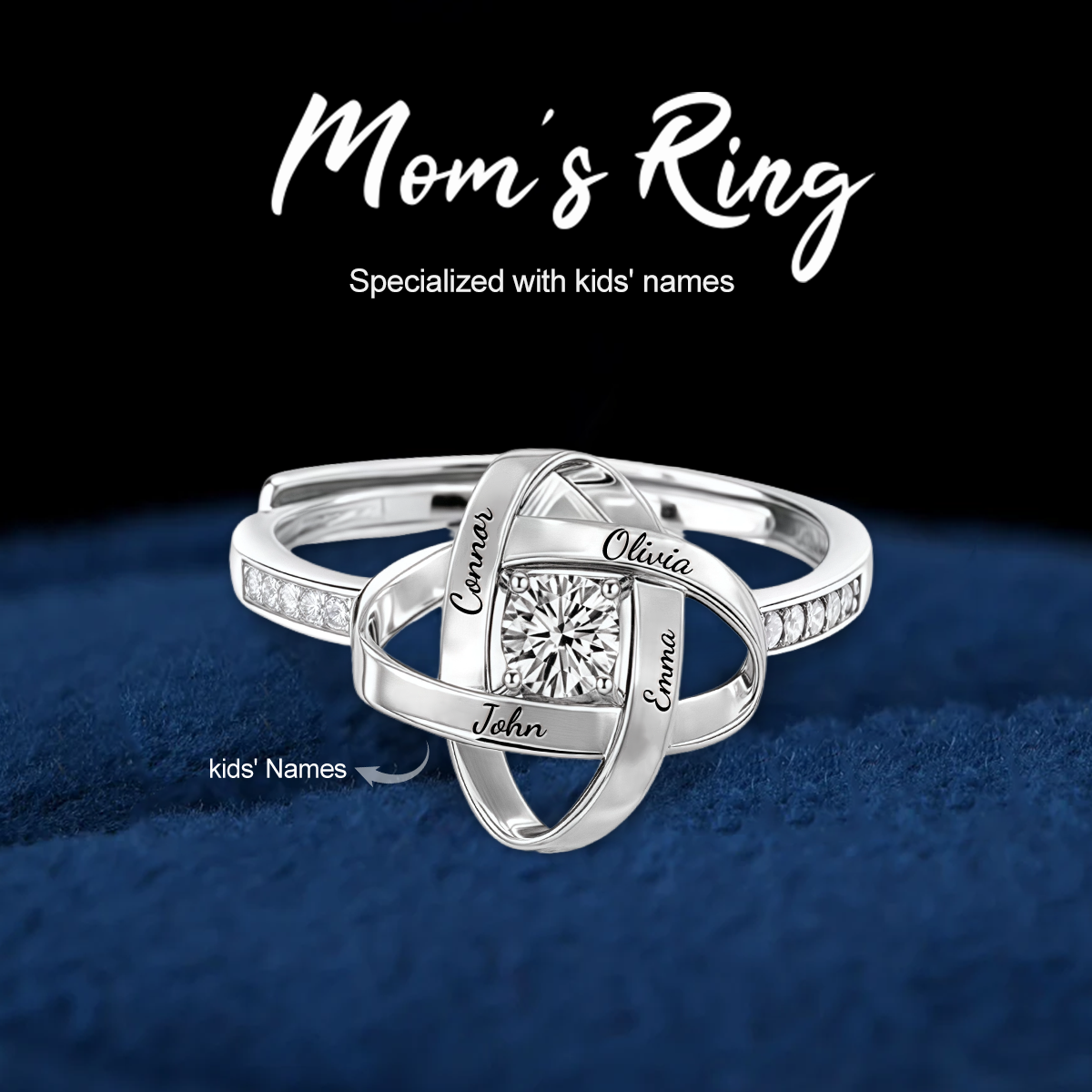 Personalized Four-Leaf Clover Eternal Heart Adjustable Ring