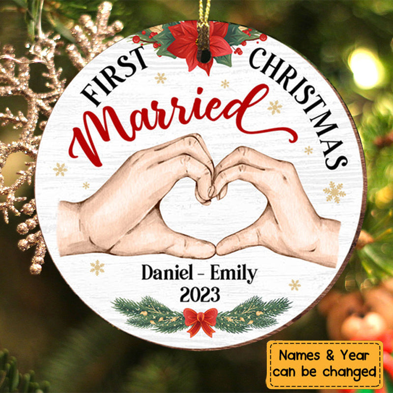 Gift For Couple First Christmas Circle Personalized Ornament