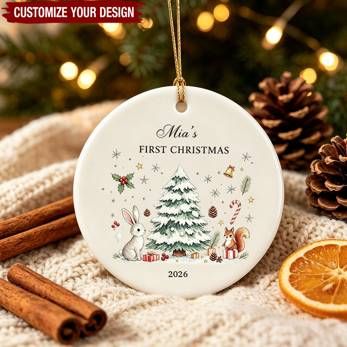 Personalized Baby's First Christmas Ornament With Baby Name - New Baby Gift