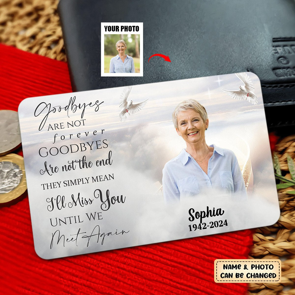 Goodbye Are Not Forever -Personalized Upload Photo In Loving Memory Wallet Card