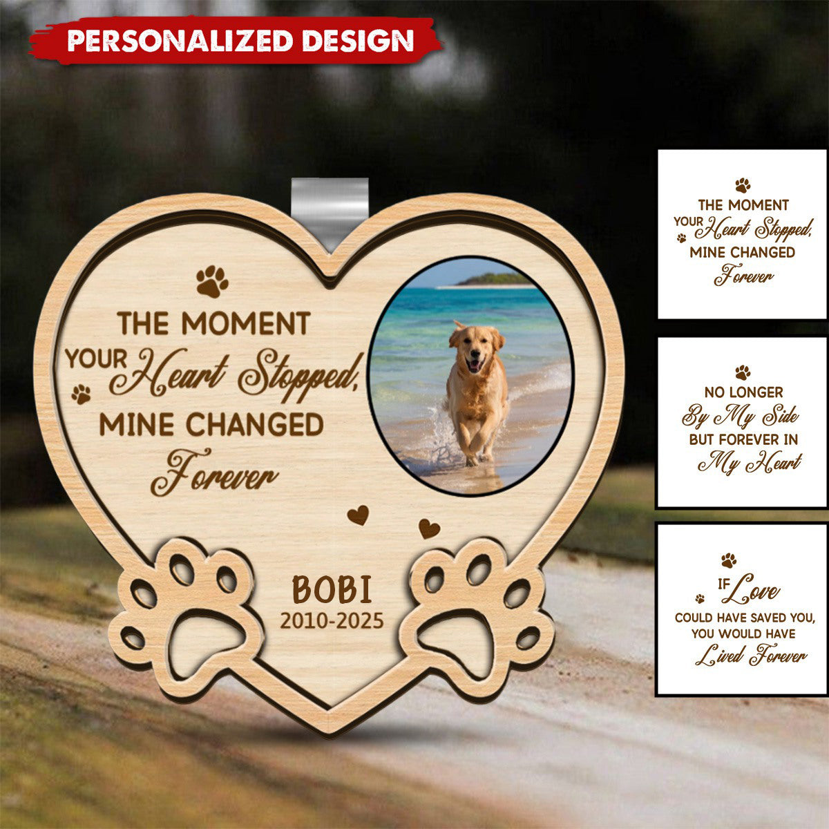 You Left Paw Prints On Our Hearts Forever, Personalized Car Visor Clip