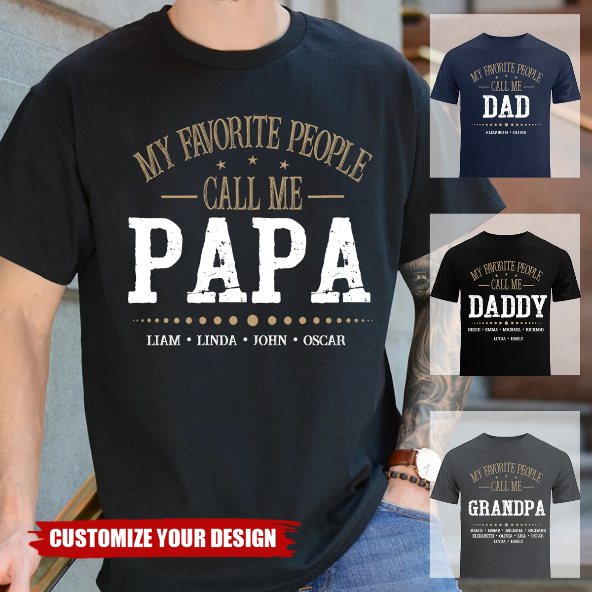 My Favorite People Call Me Papa Shirt, Custom Dad Sweatshirt Kids Name