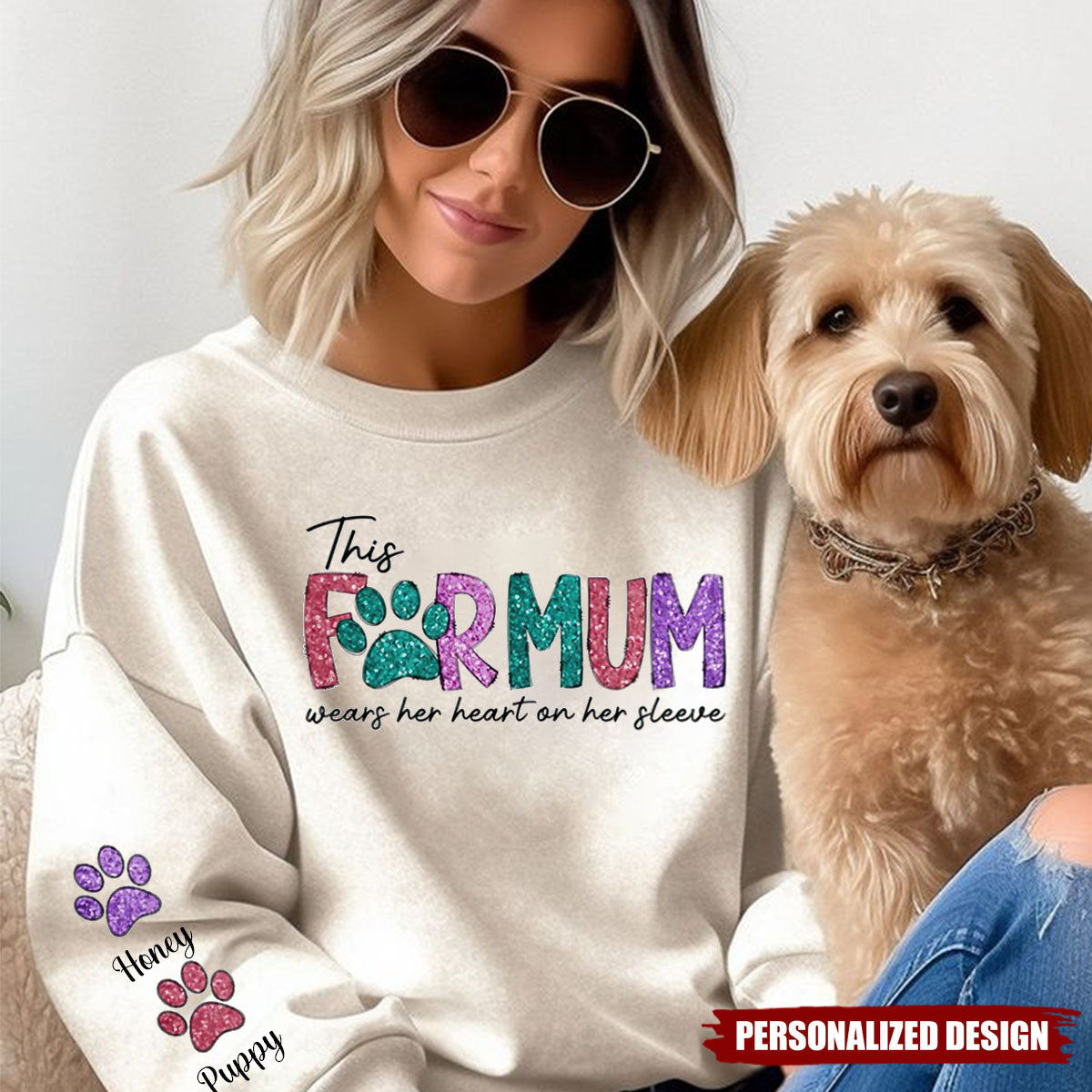 Personalized Sweatshirt With Dog & Cat Names,  Gift For Fur Mom