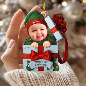 Custom Baby Photo Ornament, Newborn Christmas Keepsake
