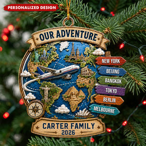 Trending Travel Adventure - Personalized Acrylic Ornament - Gifts For Couple, Family