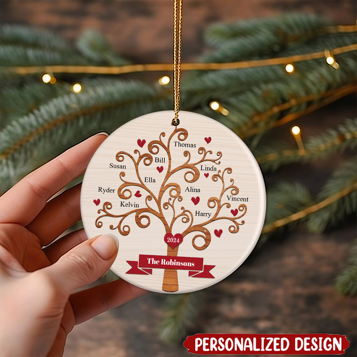 Personalized Christmas Ornament With Family Names, Gifts For Family