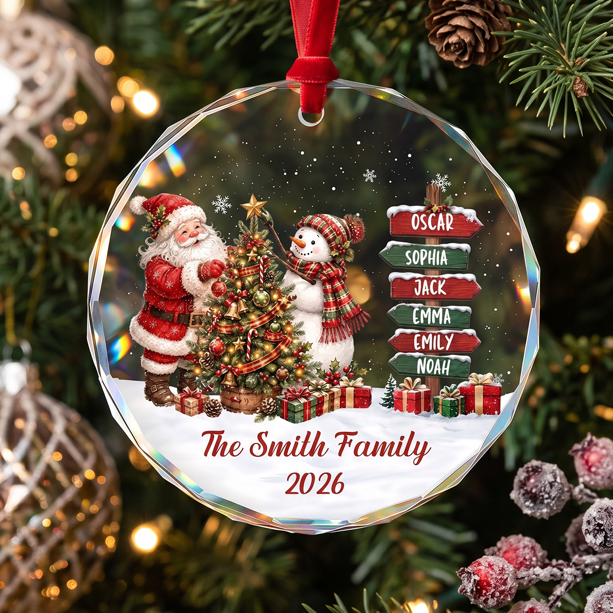 Personalized Family Names Christmas Ornament 2026