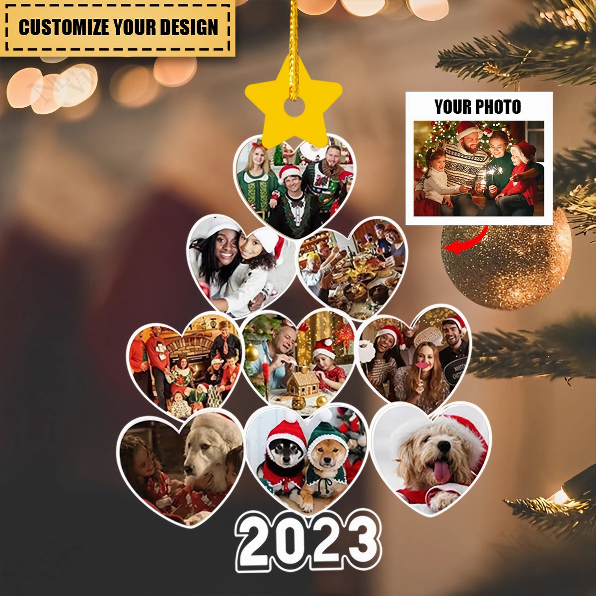 Photo Family Tree Christmas - Personalized Ornament