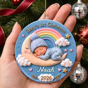 Baby's First Christmas Acrylic Ornament, Personalized Sleeping Baby Keepsake, Creative Gift for Mom and Dad