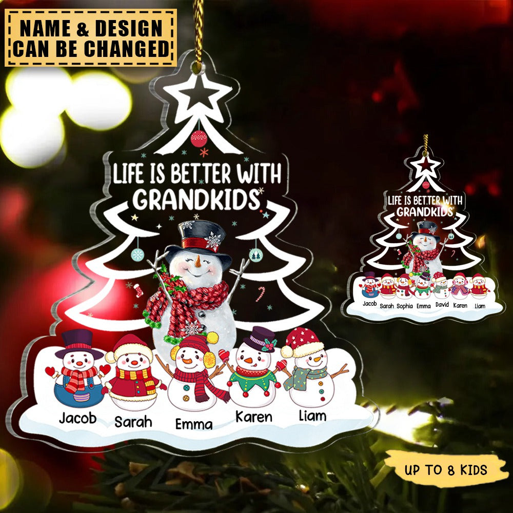 Life Is Better With Grandkids Cute Christmas Snowman Personalized Ornament
