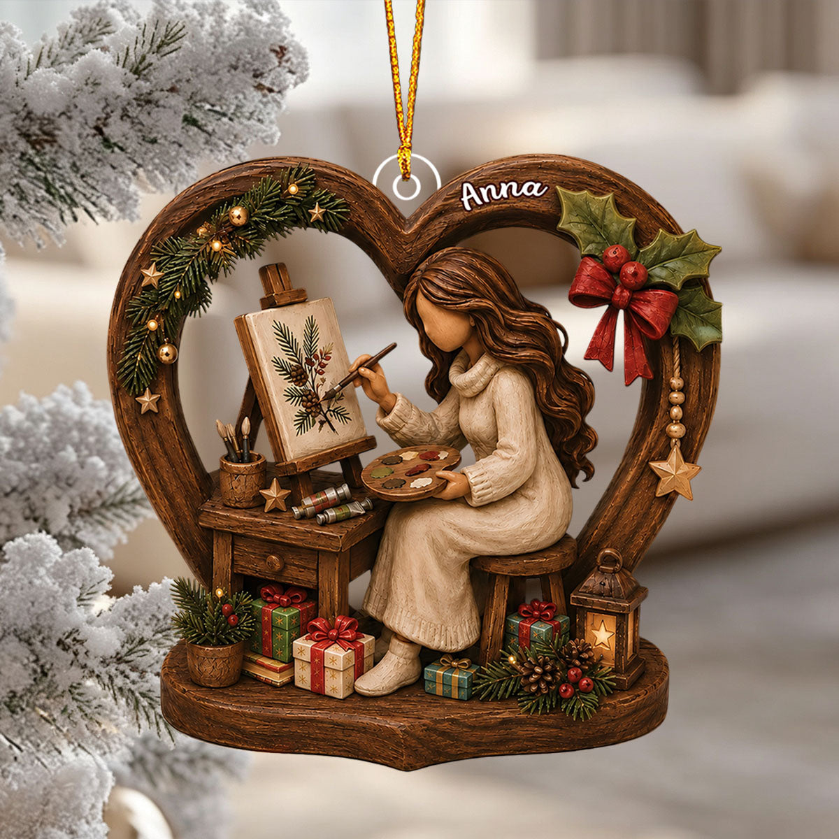 Artist Christmas Ornament, Personalized Painter Gift